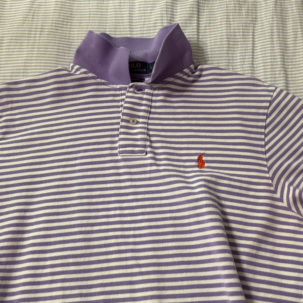 Ralph Lauren Purple White Striped Polo Shirt